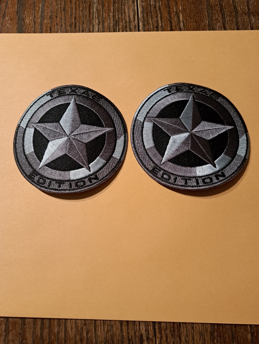 New Lot 2 Texas Edition Silver Grey Black Round Iron On Patches